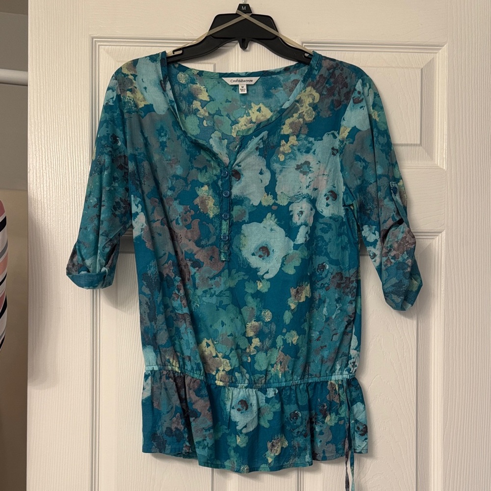 Croft & Barrow Teal Floral Blouse